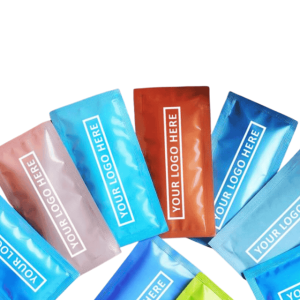 custom branded refreshing wet wipes – individually wrapped sachets